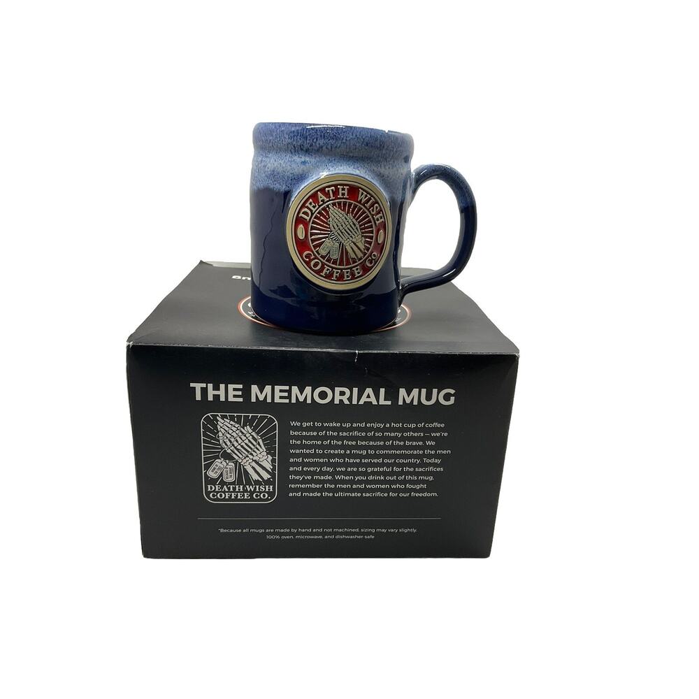 Death Wish Coffee Blue Mug Cup 2019 The Memorial DENEEN USA 2009/3500 W/ BOX